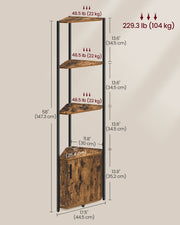 5 Tier Corner Shelf Unit with Storage Rustic Brown and Black Industrial Design by Vasagle