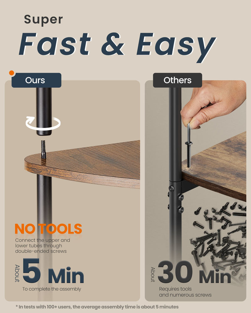 5 Tier Corner Shelf Unit Freestanding Storage Rack Toolless Assembly by Songmics Home