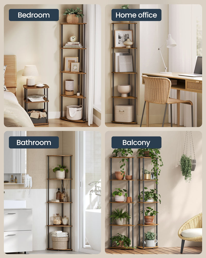 5 Tier Corner Shelf Unit Freestanding Storage Rack Toolless Assembly by Songmics Home