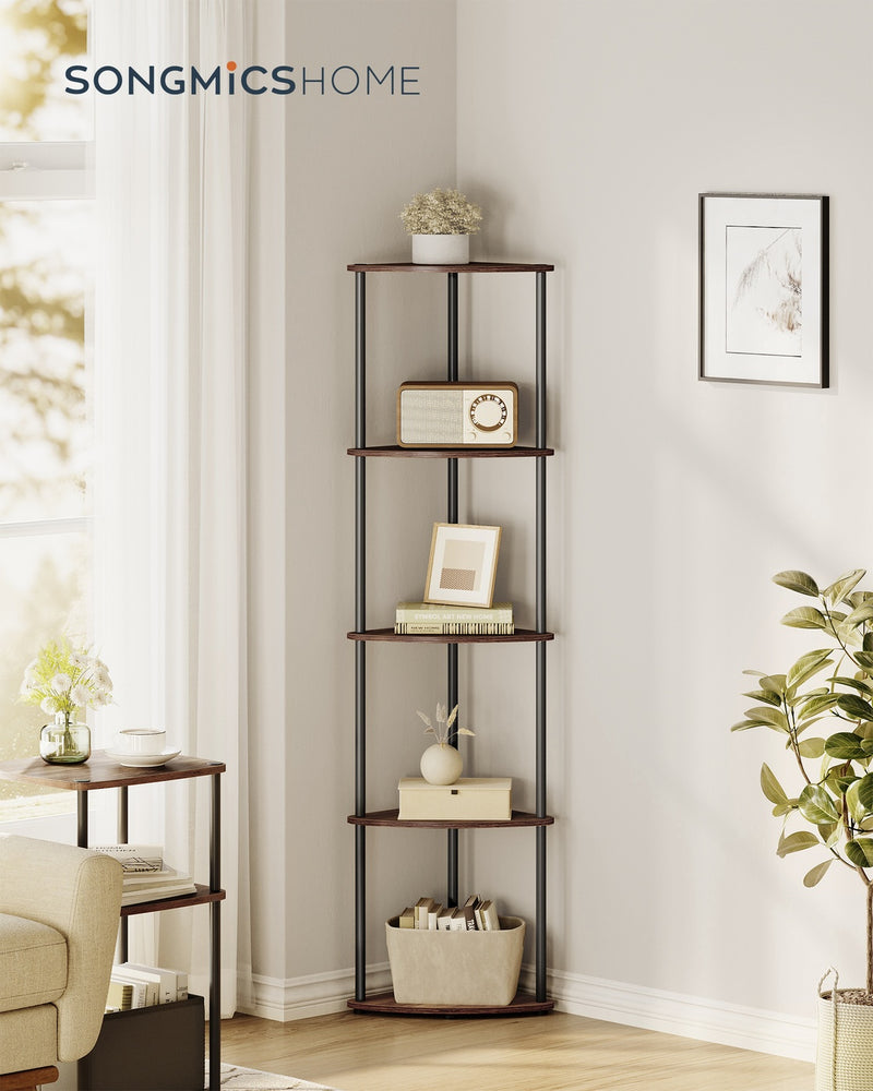 5 Tier Corner Bookcase For Small Spaces with Quick Assembly and Sturdy Metal Frame by Songmics Home SONGMICS HOME