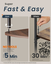 5 Tier Corner Bookcase For Small Spaces with Quick Assembly and Sturdy Metal Frame by Songmics Home SONGMICS HOME