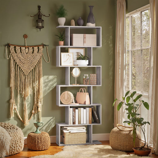 6 Tier Bookshelf and Room Divider with Open Shelves for Home Office or Lounge by Vasagle