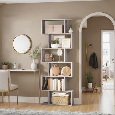 6 Tier Bookshelf and Room Divider with Open Shelves for Home Office or Lounge by Vasagle