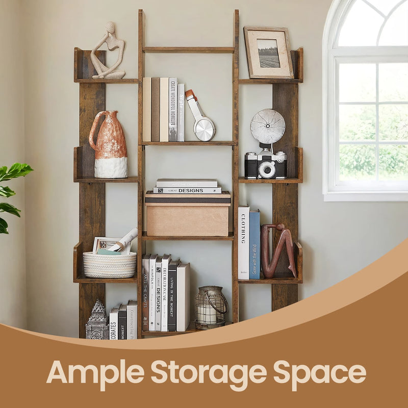 Brown Tree Shaped Bookcase with 13 Open Shelves for Home or Office Storage by Vasagle