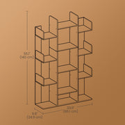 Brown Tree Shaped Bookcase with 13 Open Shelves for Home or Office Storage by Vasagle