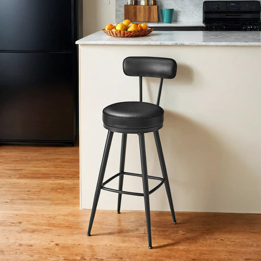 Set of 2 Swivel Bar Height Stools with Backrest and Faux Leather Seats by Vasagle