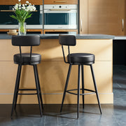 Set of 2 Swivel Bar Height Stools with Backrest and Faux Leather Seats by Vasagle