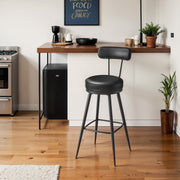 Set of 2 Swivel Bar Height Stools with Backrest and Faux Leather Seats by Vasagle