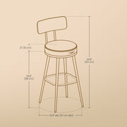 Set of 2 Swivel Bar Height Stools with Backrest and Faux Leather Seats by Vasagle