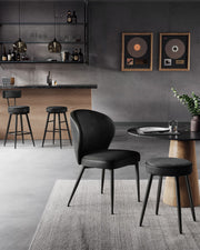 Set of 2 Black Bar Stools with Footrest and Metal Legs for Kitchen or Home Bar by Vasagle