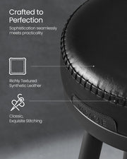 Set of 2 Black Bar Stools with Footrest and Metal Legs for Kitchen or Home Bar by Vasagle