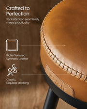 Set of 2 Caramel Brown Swivel Bar Stools with 360 Degree Rotation and Footrest by Vasagle