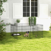 Eight Panel Metal Puppy Playpen Fence For Small Dogs Indoor And Outdoor Use Black