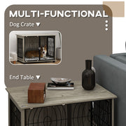 Indoor Dog Crate Furniture With Cushion and Lockable Door for Medium Dogs Grey