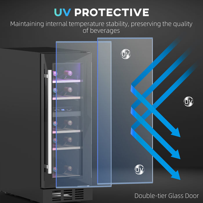 Black Dual Zone Wine Fridge 16 Bottle Capacity 5-18℃ by HOMCOM
