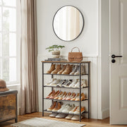 Rustic Brown 5 Tier Shoe Rack with Steel Frame and Fabric Shelves for Hallway by Vasagle