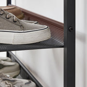 Rustic Brown 5 Tier Steel Shoe Rack with Mesh Shelves and Wide Top Storage by Vasagle