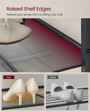 5 Tier Shoe Rack with Large Top Shelf in Honey Brown and Ink Black by Vasagle