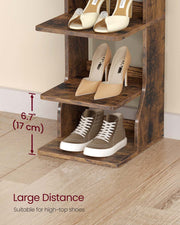 Slim 7 Tier Shoe Rack for Small Spaces Space Saving Rustic Brown Shoe Organiser by Vasagle