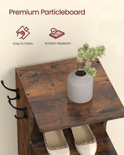 Slim 7 Tier Shoe Rack for Small Spaces Space Saving Rustic Brown Shoe Organiser by Vasagle