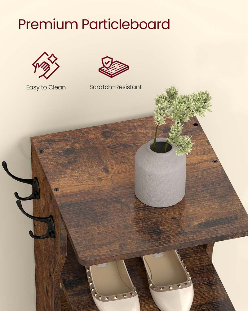 Slim 7 Tier Shoe Rack for Small Spaces Space Saving Rustic Brown Shoe Organiser by Vasagle