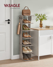 7 Tier Slim Shoe Rack for Small Spaces Narrow Freestanding Organiser Heather Greige by Vasagle