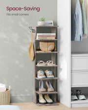7 Tier Slim Shoe Rack for Small Spaces Narrow Freestanding Organiser Heather Greige by Vasagle
