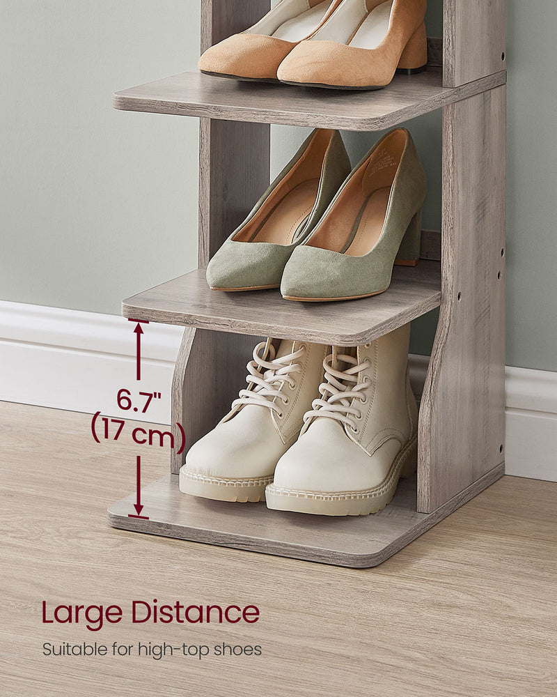7 Tier Slim Shoe Rack for Small Spaces Narrow Freestanding Organiser Heather Greige by Vasagle