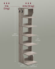7 Tier Slim Shoe Rack for Small Spaces Narrow Freestanding Organiser Heather Greige by Vasagle