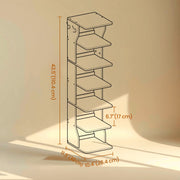 7 Tier Slim Shoe Rack with Hooks Vertical Space Saving Shoe Storage for Hallway by Vasagle