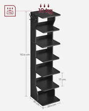 6 Tier Slim Shoe Rack Narrow Space Saving Shoe Storage Organiser for Entryway by Vasagle