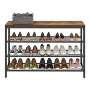 3 Tier Shoe Rack with Mesh Shelving Rustic Brown Industrial Design by Vasagle VASAGLE