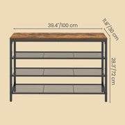 3 Tier Shoe Rack with Mesh Shelving Rustic Brown Industrial Design by Vasagle VASAGLE