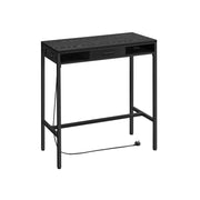 Black Pub Table with Built In Charging Station Space Saving Design by Vasagle