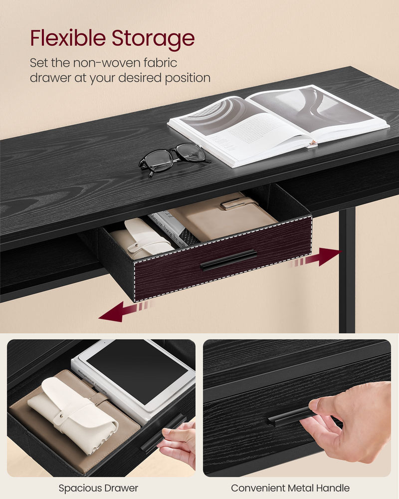 Black Pub Table with Built In Charging Station Space Saving Design by Vasagle