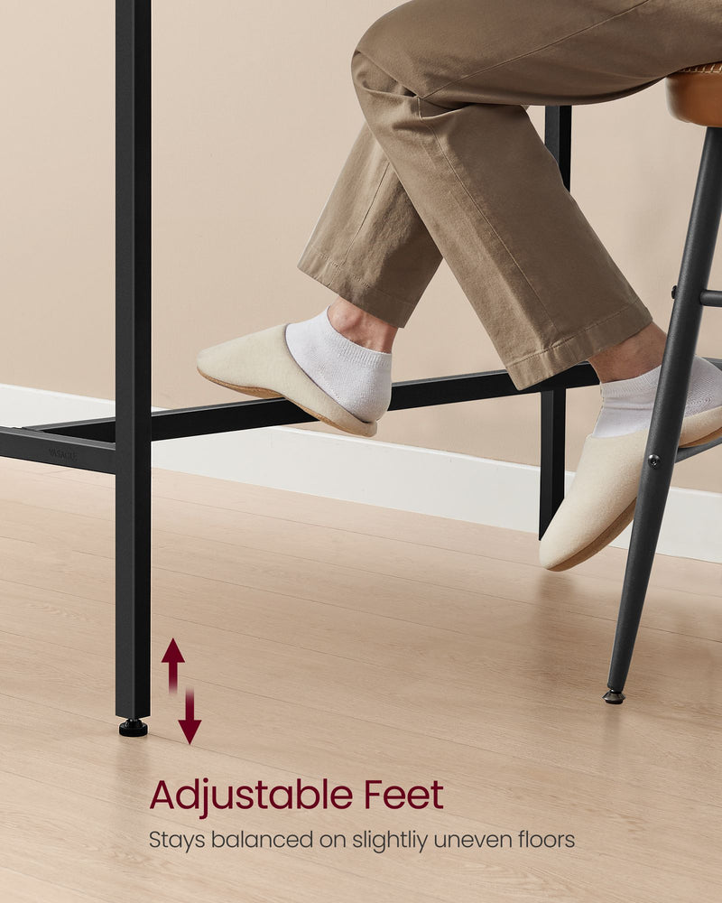 Black Pub Table with Built In Charging Station Space Saving Design by Vasagle