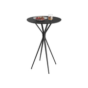 Round Black Coffee Table for Living Room with Matte Finish and Open Storage by Vasagle
