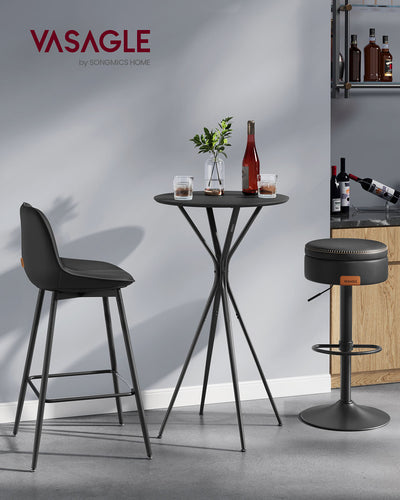 Round Black Coffee Table for Living Room with Matte Finish and Open Storage by Vasagle