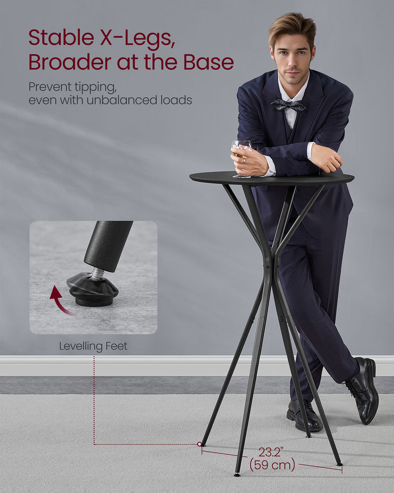 Round Black Coffee Table for Living Room with Matte Finish and Open Storage by Vasagle