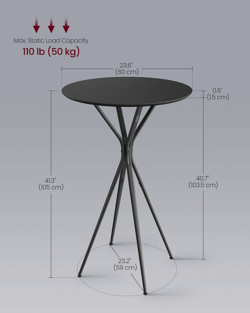 Round Black Coffee Table for Living Room with Matte Finish and Open Storage by Vasagle