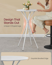 Cloud White Round Coffee Table with Matte White Finish for Living Room by Vasagle