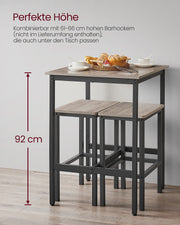 Square Tall Bar Table with Sturdy Metal Frame for Kitchen or Dining Room by Vasagle