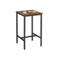Rustic Brown and Black Breakfast Bar Table 60x60x106 cm Space Saving Design by Vasagle