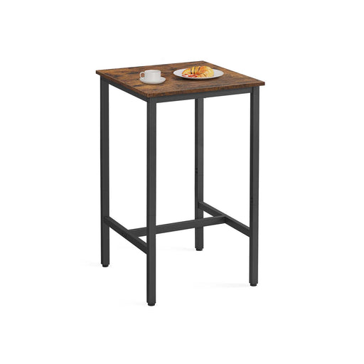 Rustic Brown and Black Breakfast Bar Table 60x60x106 cm Space Saving Design by Vasagle
