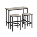 Bar Dining Table and Stool Set for 2 For Small Spaces by Vasagle, Greige and Black Wood Finish