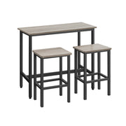 Bar Dining Table and Stool Set for 2 For Small Spaces by Vasagle, Greige and Black Wood Finish