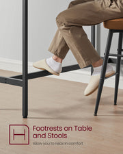 Bar Dining Table and Stool Set for 2 For Small Spaces by Vasagle, Greige and Black Wood Finish