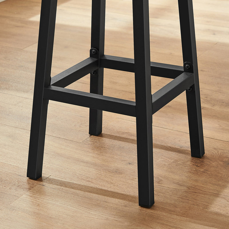 Set of 2 Greige and Black Kitchen Stools with Footrest and Metal Legs by Vasagle