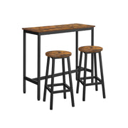 Rustic Brown Kitchen Bar Table with Stools Space Saving Dining Set by Vasagle
