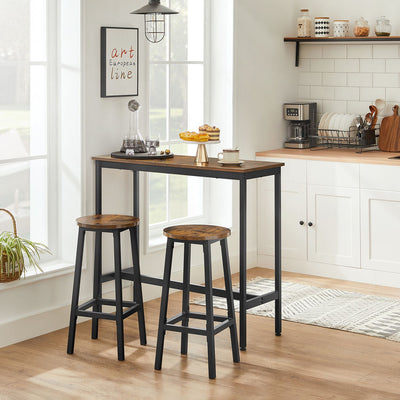 Rustic Brown Kitchen Bar Table with Stools Space Saving Dining Set by Vasagle